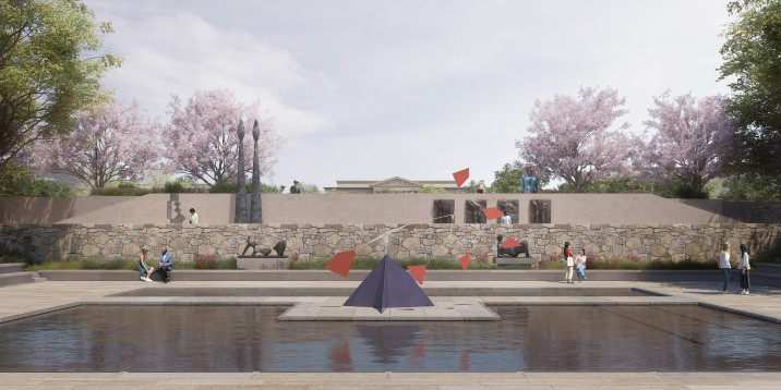 Rendering of the water feature, located in the center of the newly renovated Hirshhorn Sculptrue Garden.